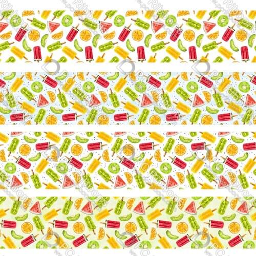 16-75MM Watermelon/Fruits Printed Grosgrain&Sati&16MM Foe Ribbon DIY Handmade Materials Christmas Wedding Gift Wrap Tape 50yards