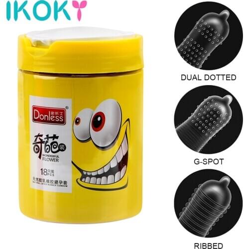 18 pcs Condoms Ultra Thin Sensation Penis Cock Sleeve Natural Latex with Extra Lubricated Condoms Intimate Sex Goods