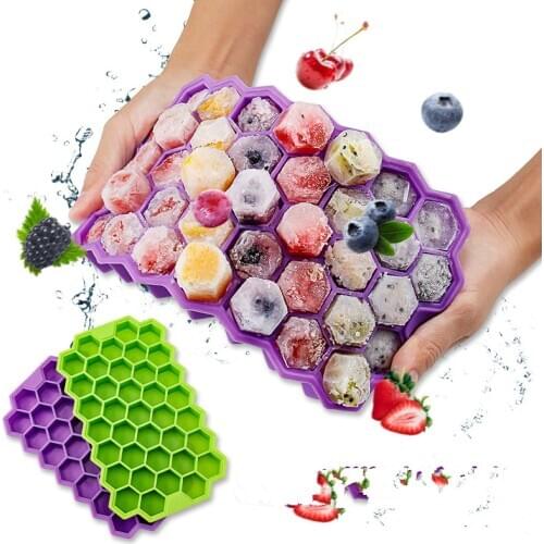 2020 Home Kitchen Ice Cube Tray Summer Honeycomb Shape Ice Cube 37 Cubes Ice Tray Ice Cube Mold Storage Containers Drinks Molds