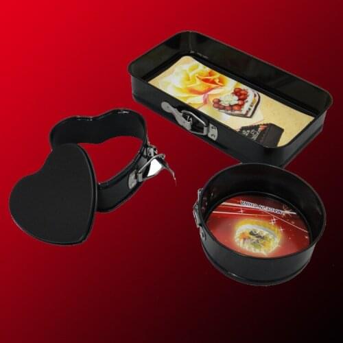 3pcs/lot Heart Square Round Cake Pan Carbon Steel Removable Nonstick Mousse Fondant Cake Mold Baking Tools Random Color LB 510