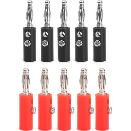 4mm Insulated Banana Plugs Connectors Jack New 10pcs Red + Black