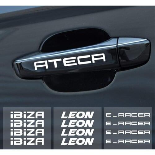 4PCS Creative Car Door Handle Decor Stickers Wiper Reflective Decals for Seat Ibiza Leon Cupra E-racer Ateca Formentor FR Racing