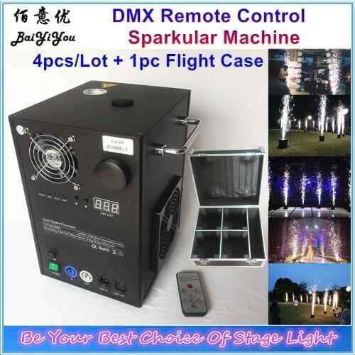 4xBig 750w Cold Fireworks Fountain Stage Special Effect Device Spray 1-5m Adjustable Can Touch Sparkular Spark Machine With Case