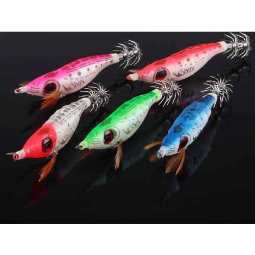 5PCS 3.5#Hook Luminous Artificial Hard Bait Saltwater Squid Jig Body Shrimp Octopus Cuttlefish For Fishing Jigs Lure Sea Tackle