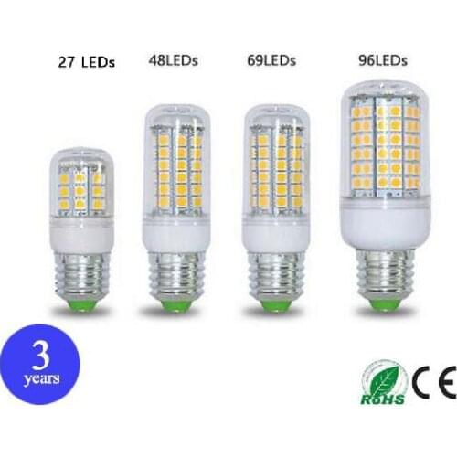 50pcs E27 E14 220V LED Lamps 27 48 69 96Leds 5W 8W 15W 25W SMD5050 Corn LED Bulb Ceiling Light Led Christmas Chandelier Lighting