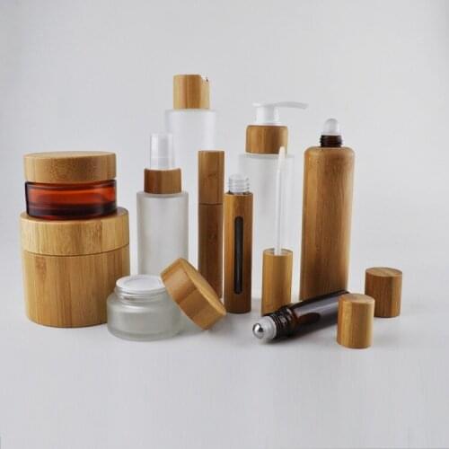 500 units of 50g inner glass with bamboo jar (Stype 3 ) 1oz Refillable Empty Bamboo Cream Jar with Glass inner