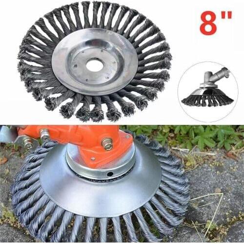 8 Inch Steel Wire Wheel Garden Weed Brush Lawn Mower Grass Eater Trimmer Brush Cutter Tools Parts