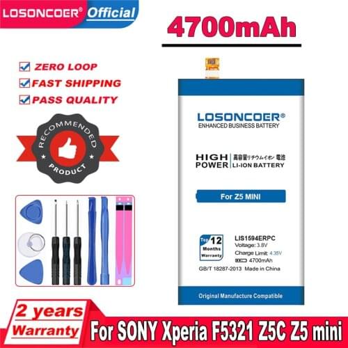 4700mAh LIS1594ERPC Battery For Sony Xperia Z5 Mini Z5 Compact E5823 E5803 Battery XA Ultra C6 F3216 F3215 Xmini F5321 F3216Xc