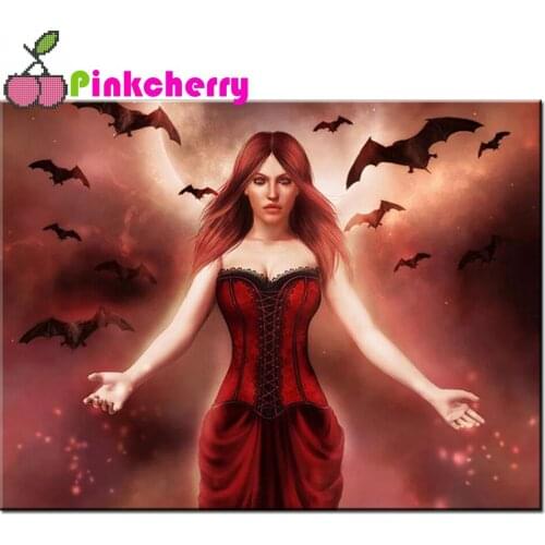 5D Diy Diamond painting Vampire Girl Witch Home Decoration Poster Full Square Round Drill Mosaic Embroidery Cross Stitch k683