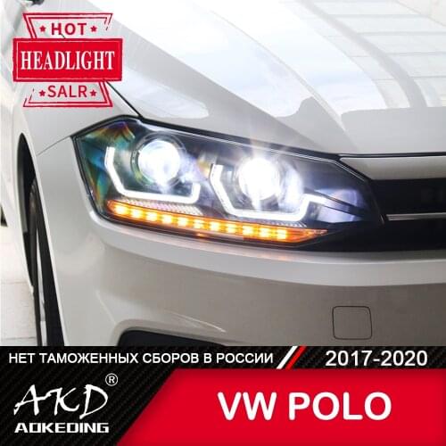 For Car VW POLO Head Lamp 2018-2020 Car Accessory Fog Lights Day Running Light DRL H7 LED Bi Xenon Bulb POLO Headlights