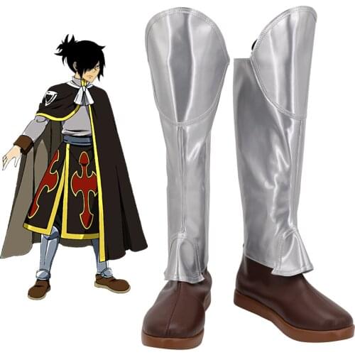 Fairy Tail Rogue Cheney The Shadow Dragon Cosplay Boots Silver Shoes Custom Made