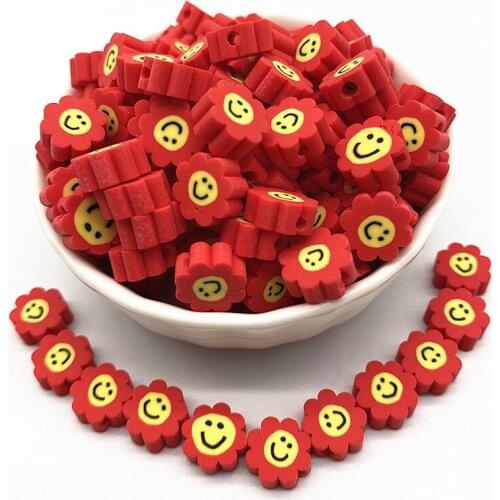 New 30pcs/Lot 10mm Sunflower Shape Clay Spacer Beads Polymer Clay Beads For Jewelry Making DIY Charms Bracelet Necklace