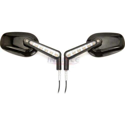 Black Rear View Mirrors LED Front Turn Signals for harley Davidson VROD VRSCF LED MIRRORS 09-16
