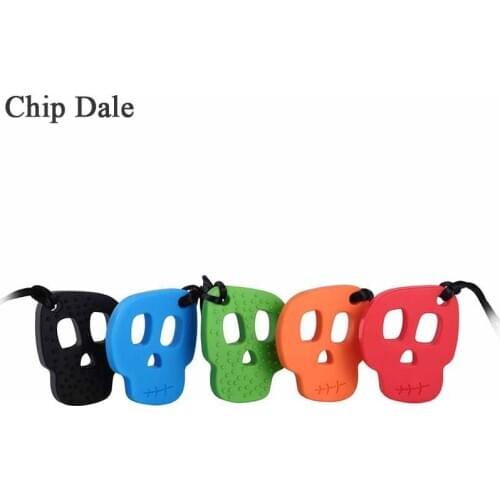 Chip Dale 1PC Skull Silicone Necklace Autistic Baby Silicone Teether Cartoon Sensory Chewing Pendant Teething Toys