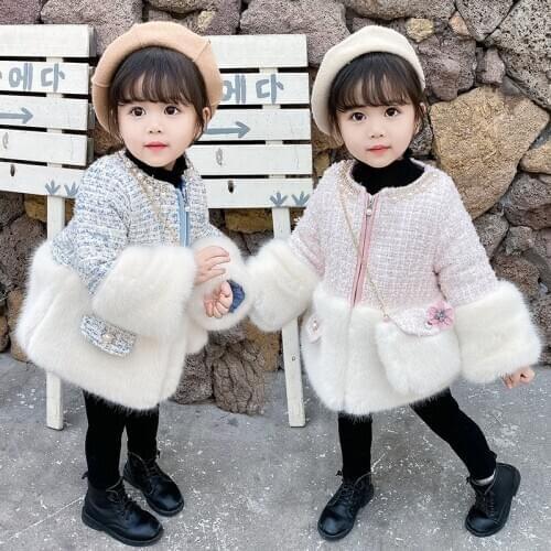 Winter Fur collar baby girls Jacket for girls Woolen fur coat Children Winter Warm Windbreaker Baby Velvet thick girls Jacket
