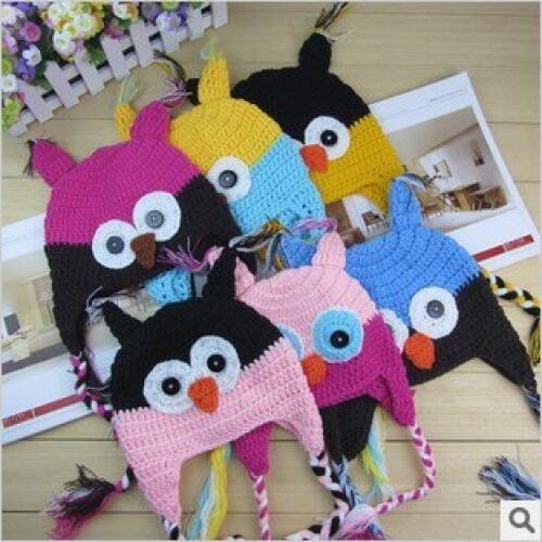 Cartoon Designs 100%Cotton Handmade Children Crochet Hats Various Animal Styles 20pcs