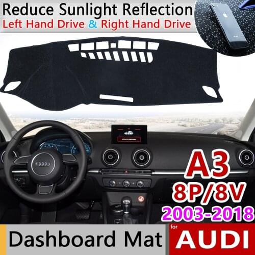 For Audi A3 8P 8V 2003~2018 Anti-Slip Mat Dashboard Cover Pad Sunshade Dashmat Carpet Anti-UV Protect Car Accessories S-Line S3