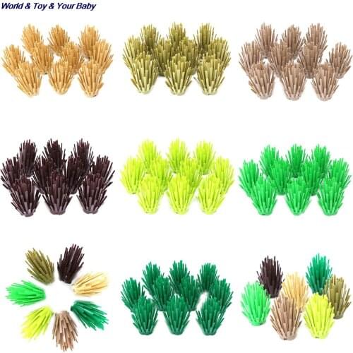Hot sale 10pcs/Lot Bush Trees Green Grass Building Bricks Plants Blocks City Parts Figures Accessories Assemble Bkock