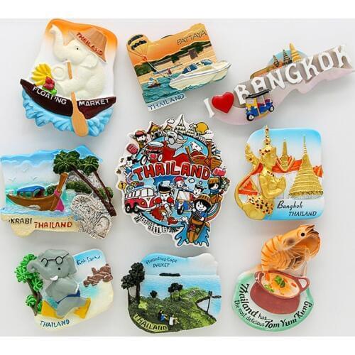 Thailand Pattaya elephant Shrimp soup 3D magnetic refrigerator paste souvenir Bangkok fridge magnets Collection home decoration