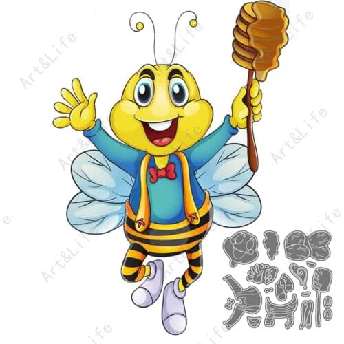 Lovely Happy Bee and Honey Hot New Metal Cutting Dies Stencils for Making Scrapbooking Album Paper Cards Embossing Cut Die