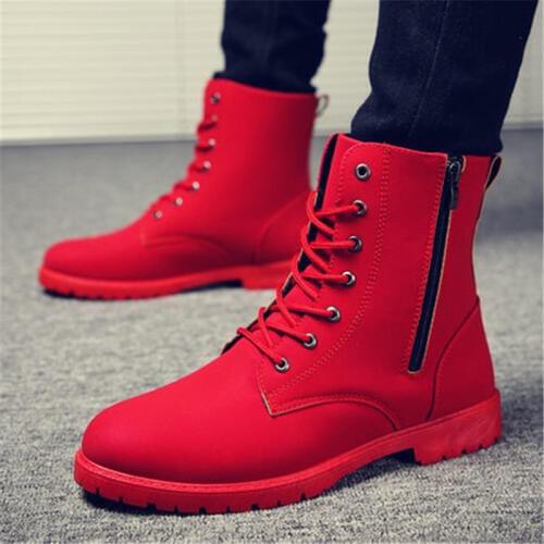 2019 Men Boots British Red High Top Mens Army Boots Korean Zipper Mens Snow Winter Boots Cowboy Boots for Men BLACK size 39-44