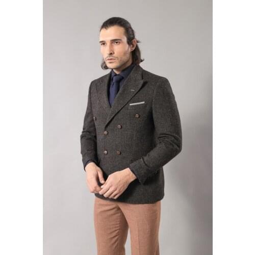 Mens Blazer Double Breasted in Smoked Wessi