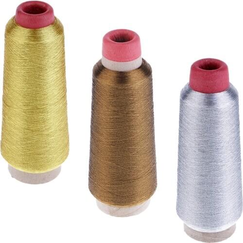 Pack of 3 All Purpose Hand Machine Sewing Embroidery Polyester Metallic Thread 3000 Meters