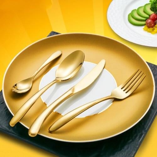 Golden Dinnerware Set Stainless Steel Cuttlery Forks and Spoon Set Cutlery Western Tableware Knife Cross Spoon Zero Waste Gift