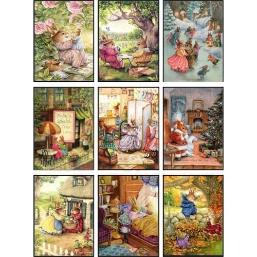 Embroidery Counted Cross Stitch Kits Needlework - Craft 14 ct DMC Color DIY Arts Handmade Decor - Bunny Family Collection