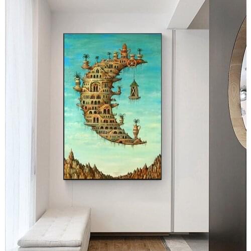 Wall Art Living On The Moon Art Wall Decor Canvas Print Poster For Living Room Modern Home Decor (No Frame)