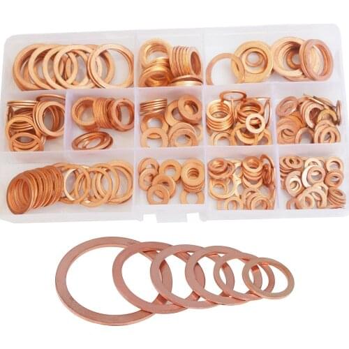 Copper Flat Washer Ring Seal Gasket Sump Plug Oil Fittings Set Assortment Kit M5 M6 M8 M10 M12 M14 M16 M18 M20