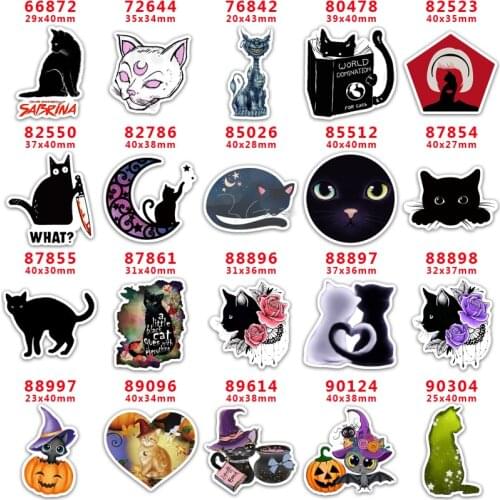 DIY Craft Supplies Sewing Accessories Cartoon Halloween Black Cat Printed Planar Resins Mold 10 Pieces. PR-66872