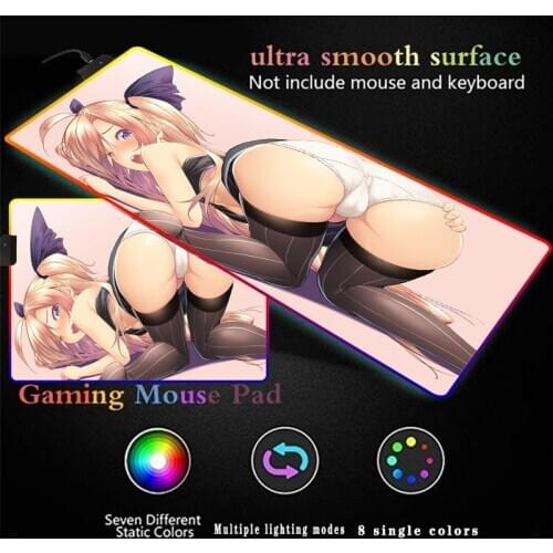 RGB Gaming sexy ass anime Mouse Pad Large Mouse Pad Led Computer Mousepad Big Mouse Mat with Backlight Carpet for Keyboard Desk