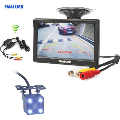 SMALUCK Wireless 5" LCD Rear View Car Monitor Waterproof LED Night Vision Rear View Car Camera for Parking Assistance System