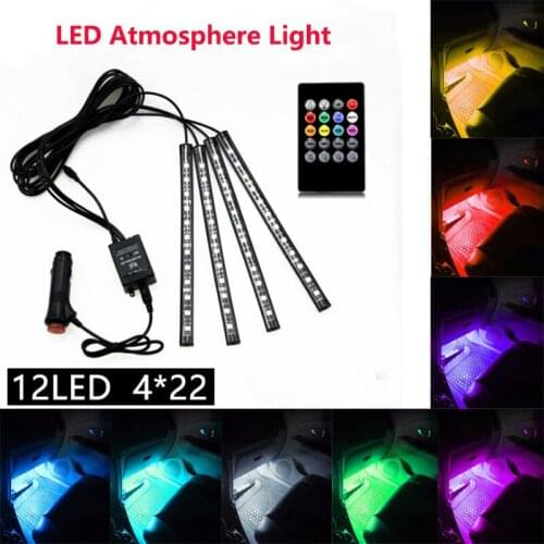 LED Car Interior Atmosphere RGB Strip Light Dash Floor Foot RGB Strip Decorative Light Music sound Control Multiple lighting