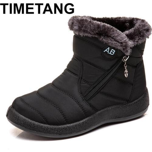 TIMETANG womens shoes; winter boots; womens winter boots for mothers; warm cotton shoes made of waterproof fabric with plush
