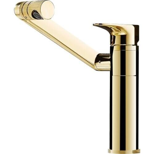 Vidric golden Solid Brass Deck Mounted Kitchen Faucet hot&cold Mixer Tap 360 Rotated basin Faucet Lucky Cat Faucet