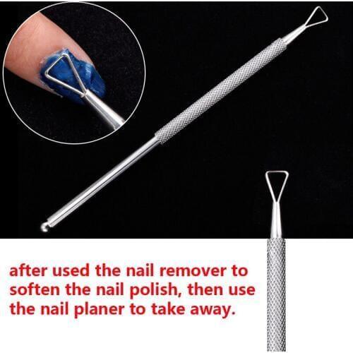 2pcs Stainless Steel Nail planer Remove Nail Polish Nail Cuticle Pusher Manicure Gel Polish Remover Nail Tools