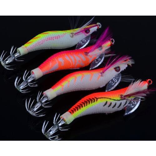 20Pcs Shrimp Fishing Lure Luminous Jigs Lure 8cm Noctilucent Squid Shrimp Jig Lures Pesca Jerkbait Carp Fishing Tackle