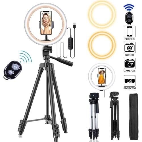 26cm Ring Light Selfie Photography Light Lamp With Mobile Holder Tripod Stand Led For Tiktok Youtube Live Ringlight Photo Studio