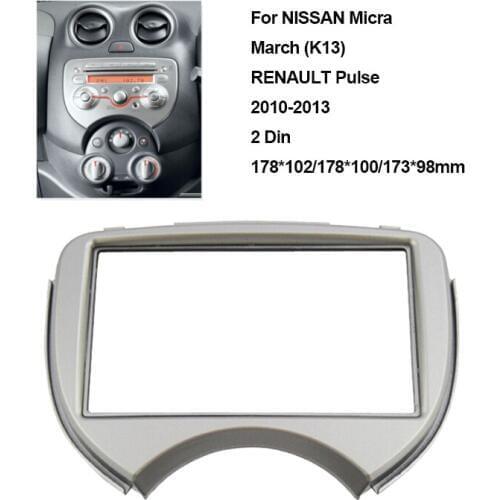2Din Car DVD Stereo Mount Fascia For NISSAN Micra March RENAULT Pulse 2010-2013 Audio Surround Frame Panel Installation Trim Kit