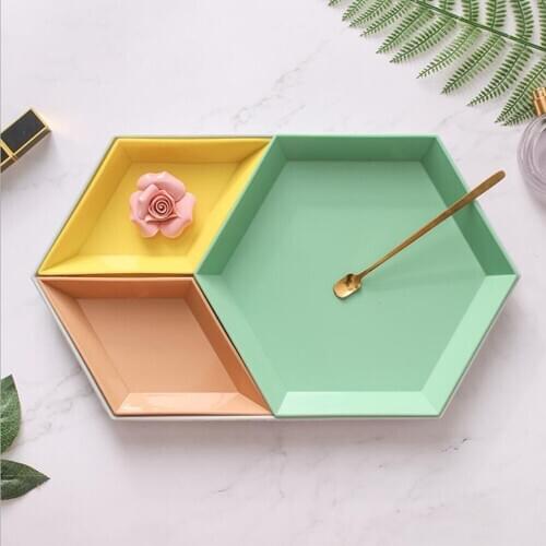 600E 4PCs Innovative Geometric Storage Tray Removable Fruit Plastic Combination Desktop Storage Tray Detachable Fruit Plate Sale