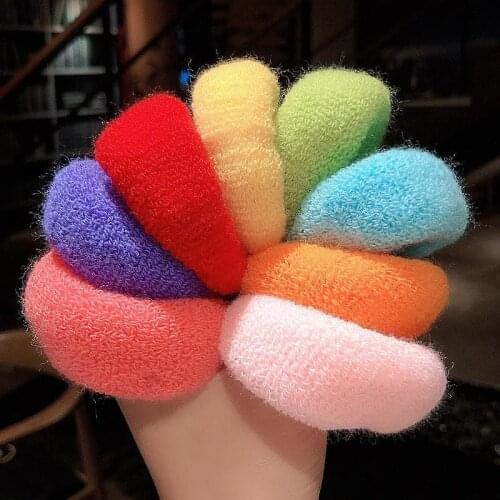 6pcs Wool Hair Bands for Girls Ponytail Holder Kids Candy Color Hairbands Hair Accessories Rubber Band Scrunchie Hair Ties