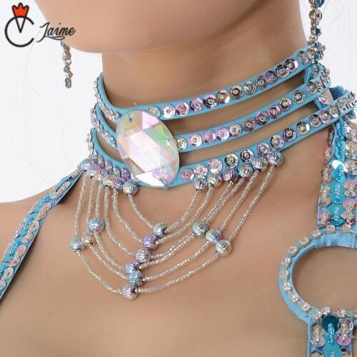 Costume Accessories Sequins Tassel Necklace Wholesale Jewelry Oriental Dance Beaded Adjustable Belly Dance Necklace 11 Colors
