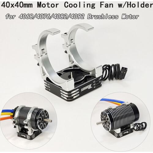 Rocket 40x40mm Aluminum Fan Fast Cooling Fan w/ holder for 1/10 1/8 RC Car 4068 4082 4092 4074 4274 4268 Brushless Motor