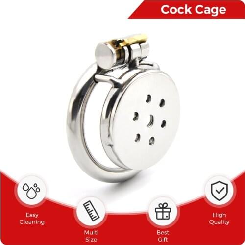 BDSM Small Male Cock Cage Penis Ring Lock Chastity Device Belt Bondage Roleplay Fetish Outdoor Wear Adult Gay Roleplay Sex Toys