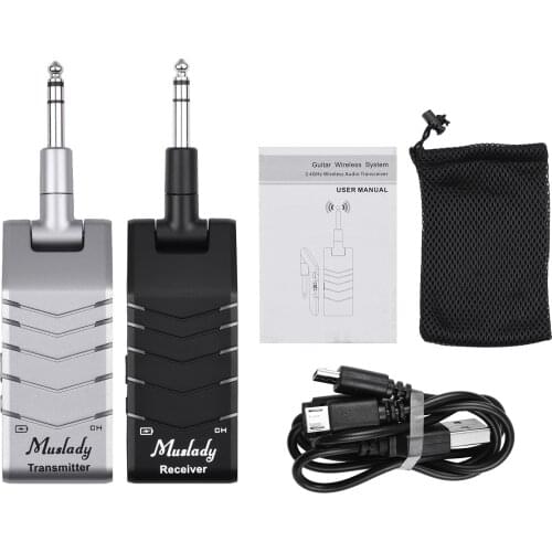 Muslady 2.4G Guitar Wireless System(Transmitter + Receiver) Max. 30M Effective Distance Built-in Rechargeable Battery for Guitar