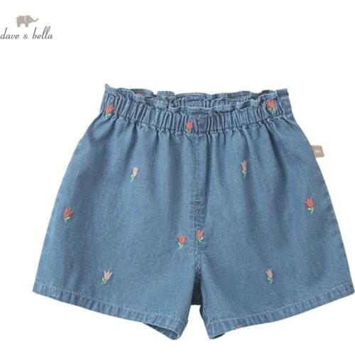 DBZ17878 dave bella summer baby girls fashion floral embroidery shorts children kids girl cute pants infant toddler trousers