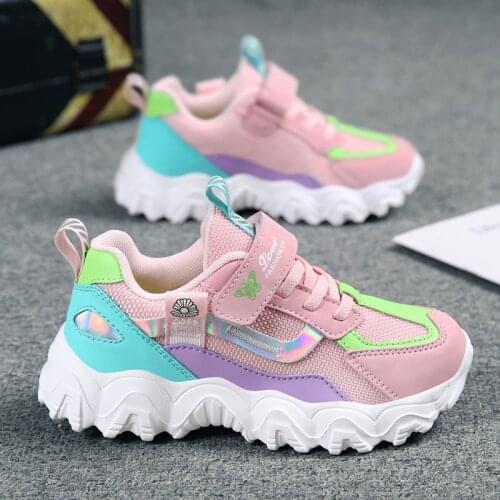 Kids Shoes 2021 Autumn New Girls Running Shoes Fashion Chunky Sneakers for Children Casual Shoes Breathable Girls Sport Shoes