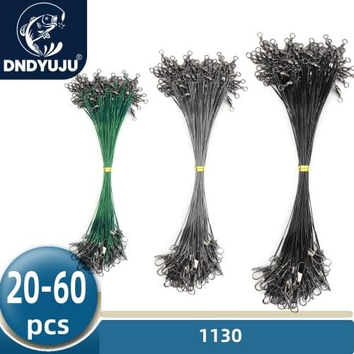 DNDYUJU 60Pcs Anti Bite Steel Fishing Line Steel Wire Leader With Swivel Fishing Accessory Lead Core Leash Fishing Leader Wire